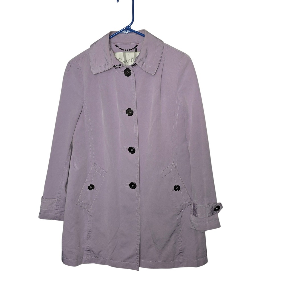 Coach Est 1941 Lavender Lilac Button Front Trench Coat Jacket Womens XS